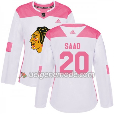 Dame Eishockey Chicago Blackhawks Trikot Brandon Saad 20 Adidas 2017-2018 Weiß Pink Fashion Authentic
